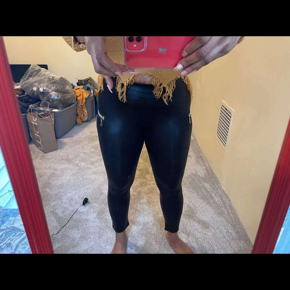 Black leatherette pants